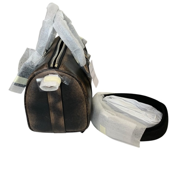 Coach Loved Leather Compass 25 Duffle Bag Black Tan Zip Top Detachable Strap NWT - Picture 6 of 16